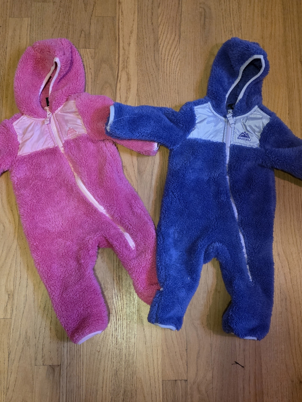Snozu Baby Girls Fleece One-Piece Hooded One Piece  - Pink
